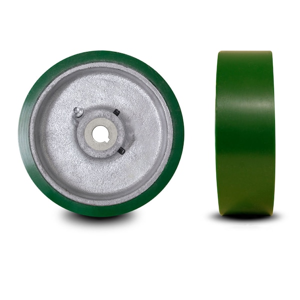 8" x 3" Poly Tread on Cast Iron Keyed Drive Wheel - 1-1/4" Bore -